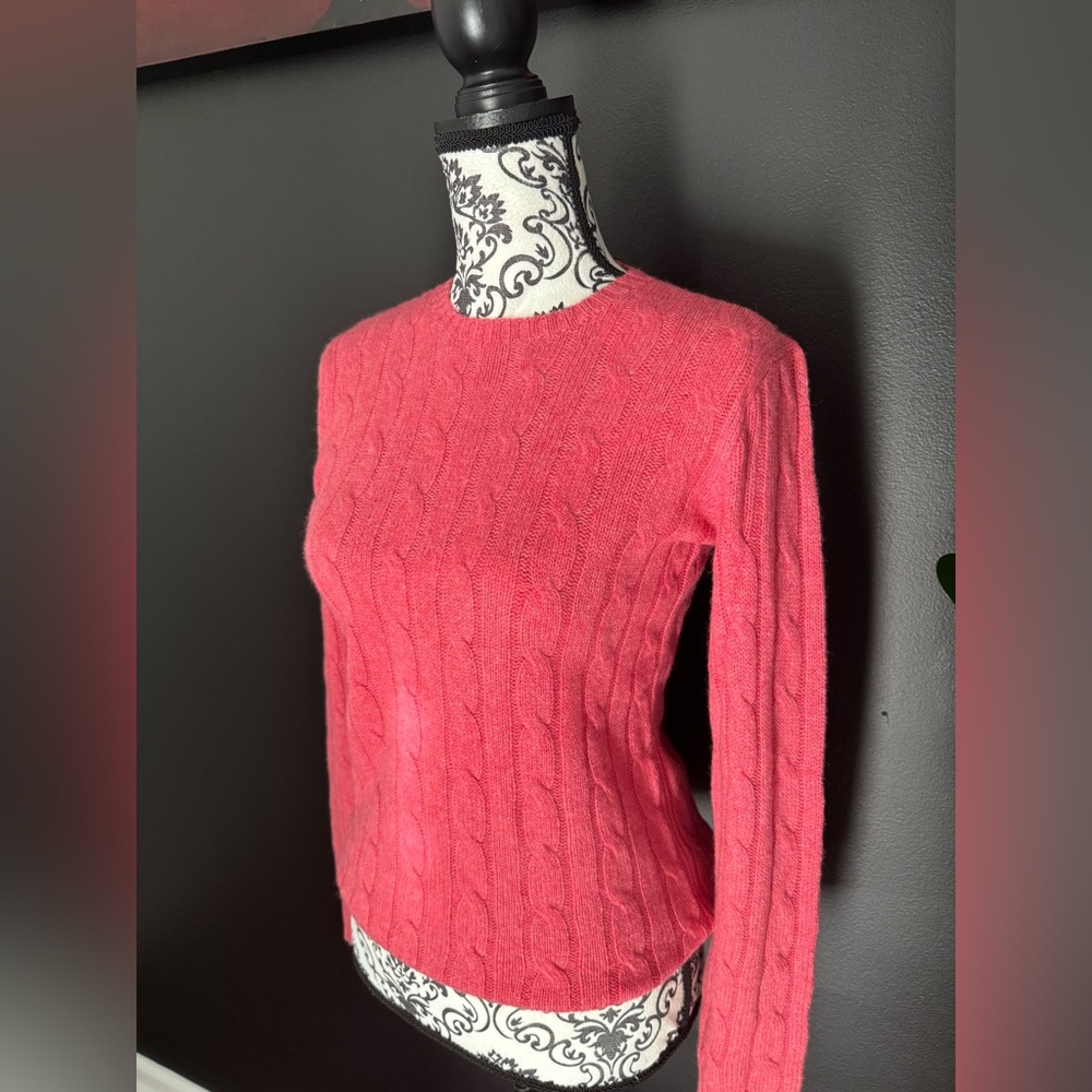 Polo by Ralph Lauren Cashmere Orange (More like Pink) Cable Knit Sweater - Picture 2 of 7